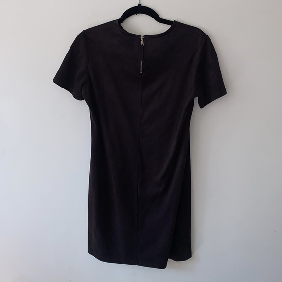 Zara black T-shirt shift dress faux suede size small - Picture 3 of 3